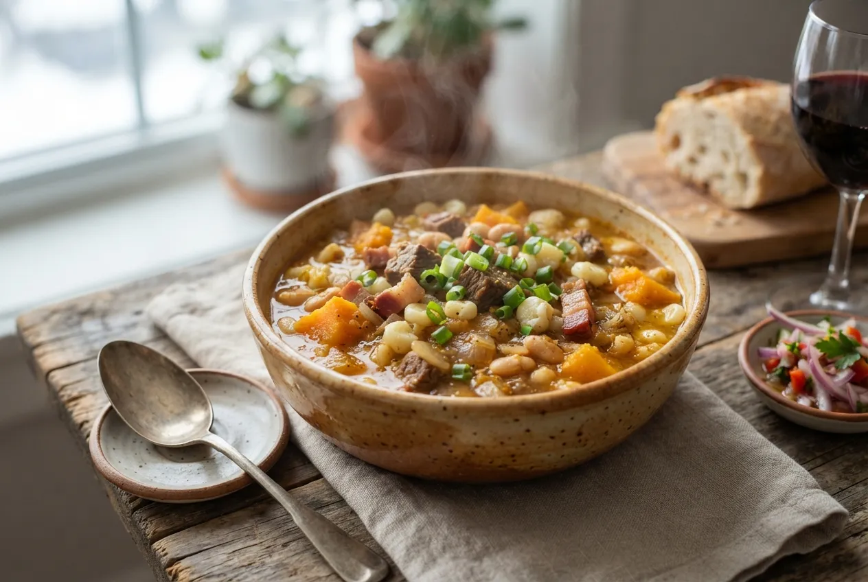 Locro con carne y panceta para días fríos