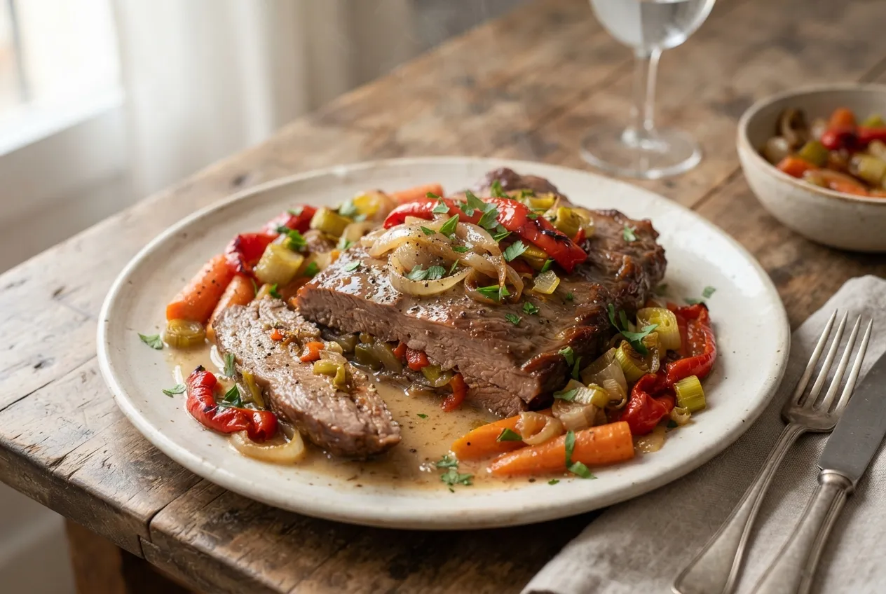 Matambre a la leche al horno con verduras