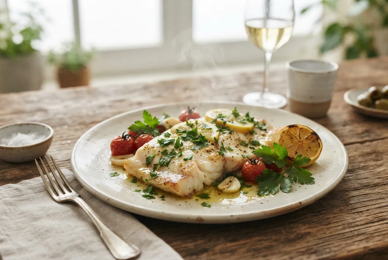 Merluza al horno con limón y perejil para una cena liviana