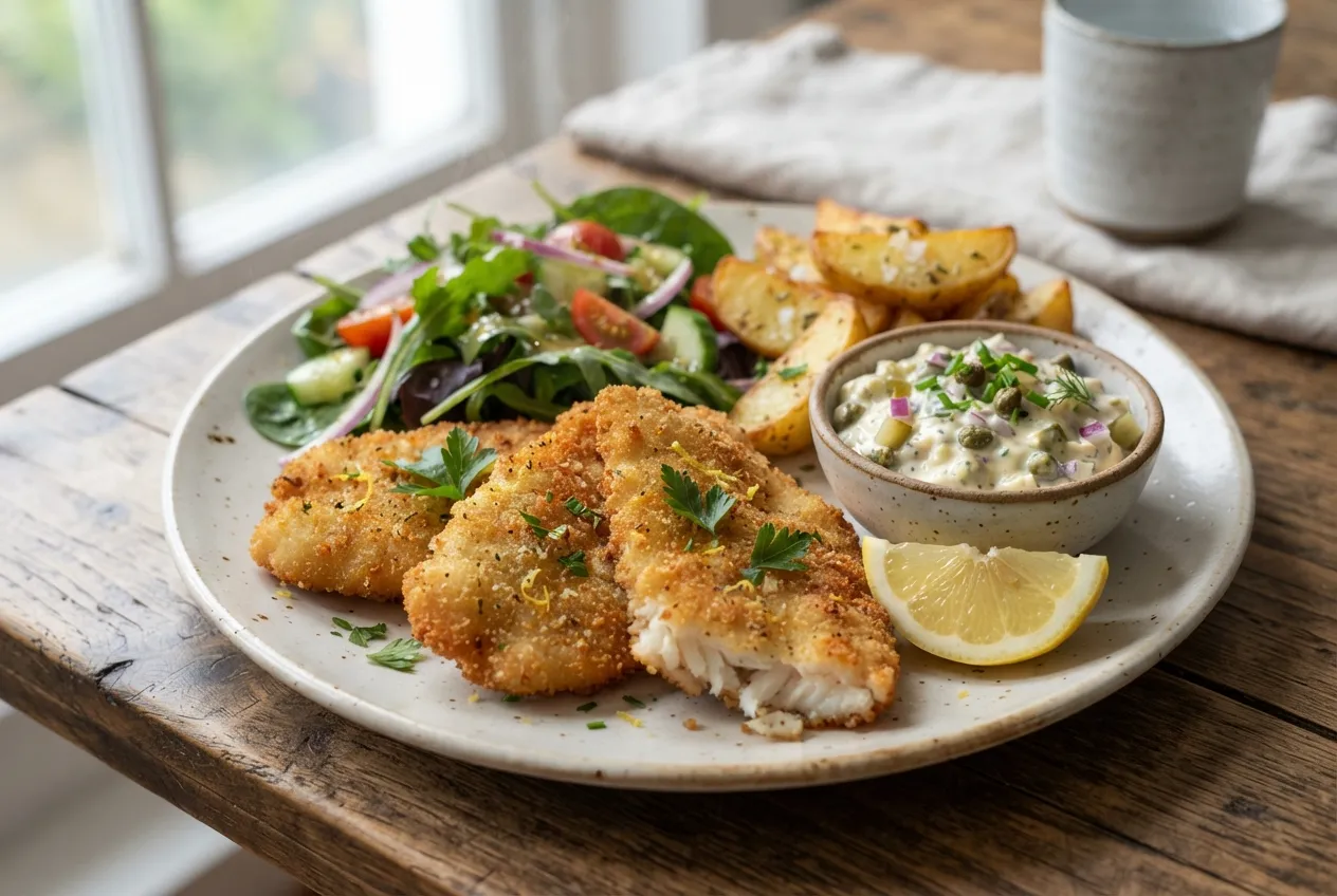 Milanesas de pescado con salsa tártara casera