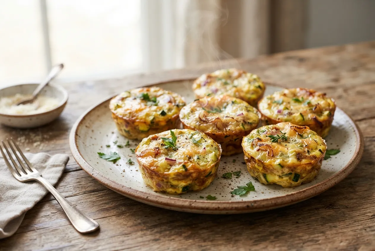 Mini quiches individuales de zucchini y queso sin masa