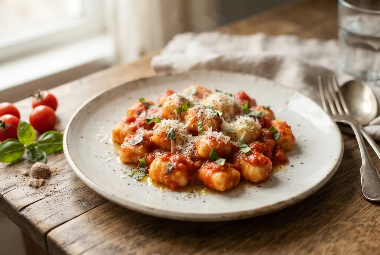 Ñoquis de ricota caseros con salsa de tomate natural