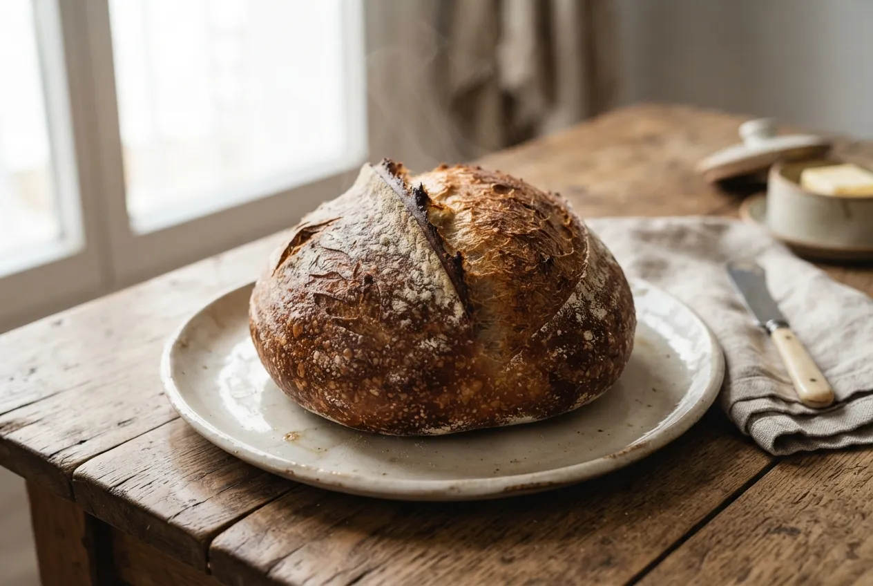 Pan de campo casero con masa madre
