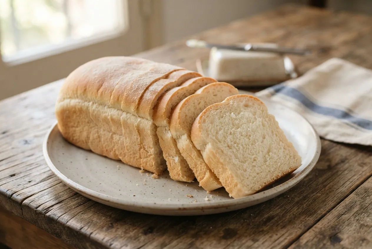 Pan casero de miga para sándwiches con masa suave