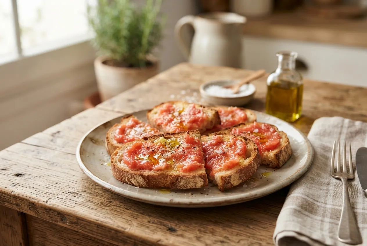 Pan con tomate catalán para picadas y desayunos