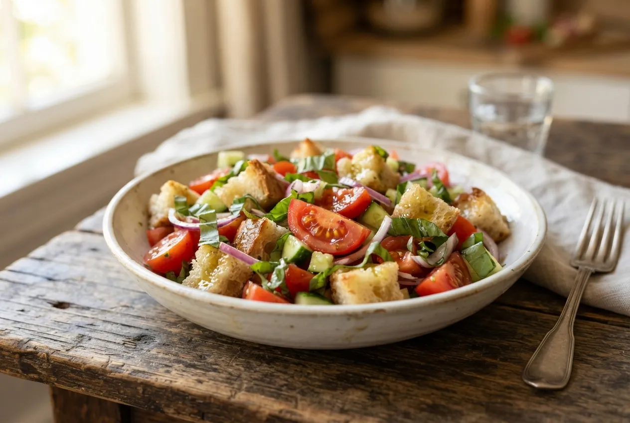 Panzanella: ensalada italiana de pan y tomate