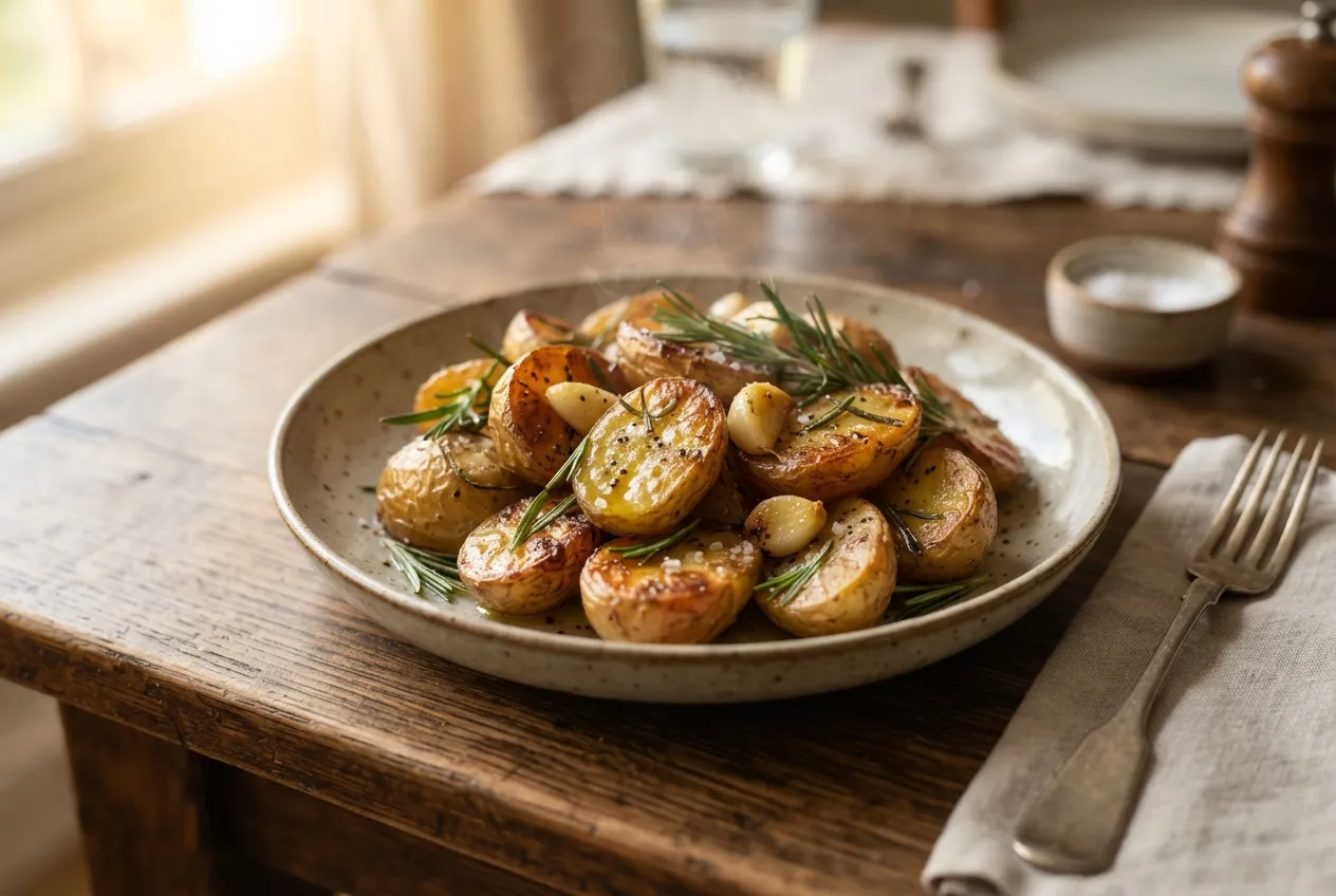 Papas al horno con romero y ajo para acompañar la cena