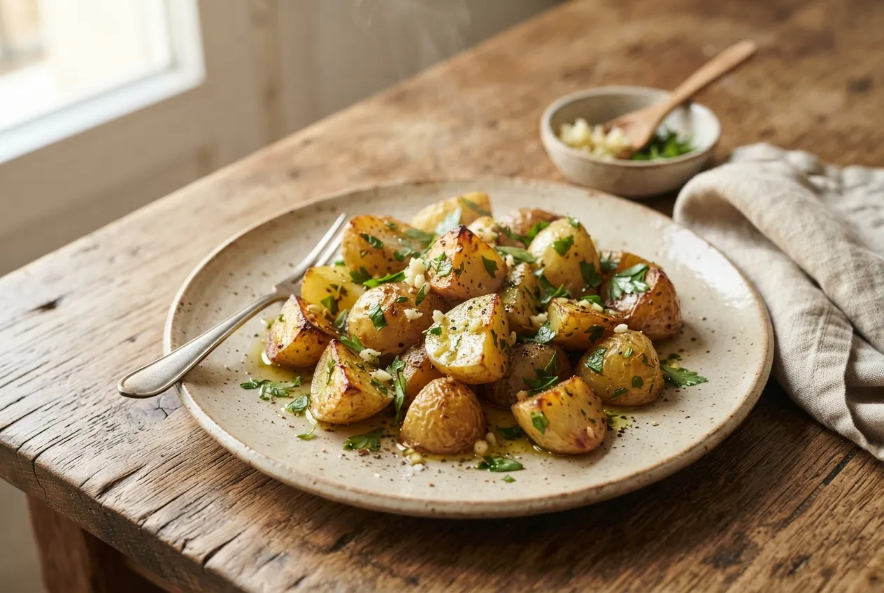 Papas a la provenzal con ajo, perejil y aceite de oliva
