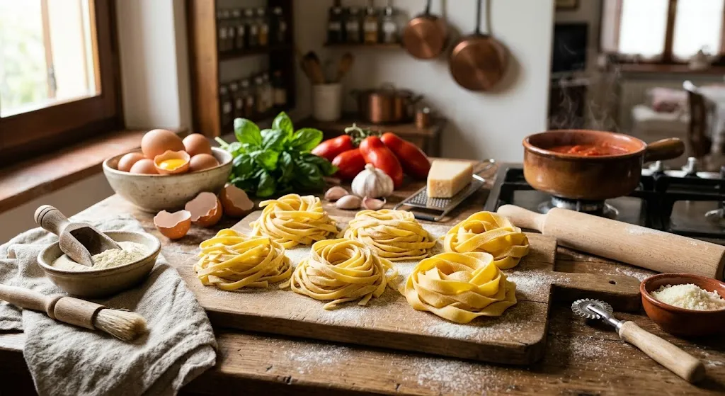 Pasta casera al huevo para preparar con salsas tradicionales