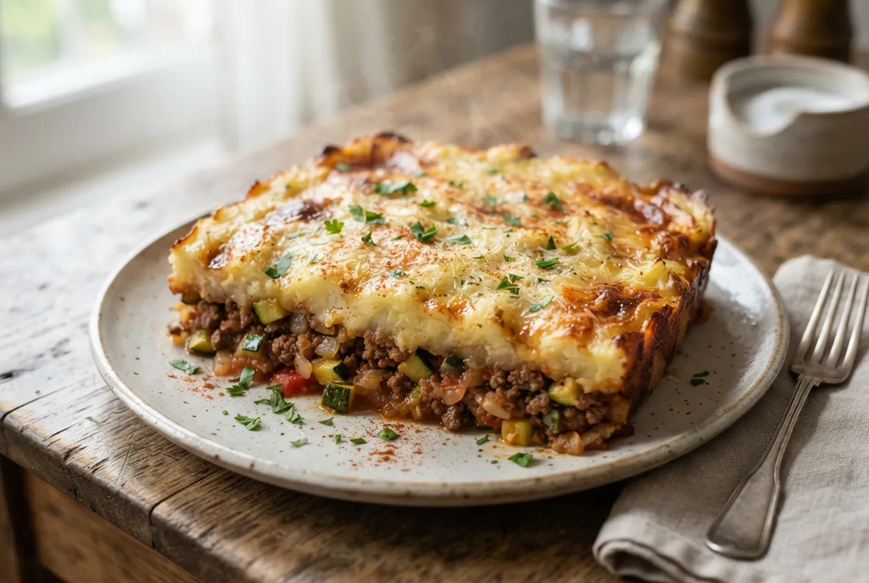 Pastel de papa y zapallitos con carne picada