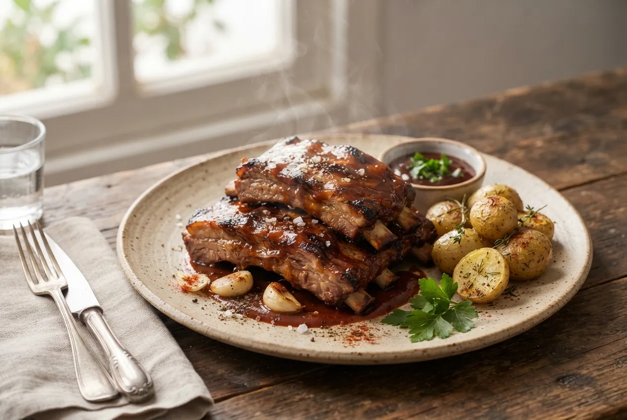 Pechito de cerdo al horno con salsa barbacoa