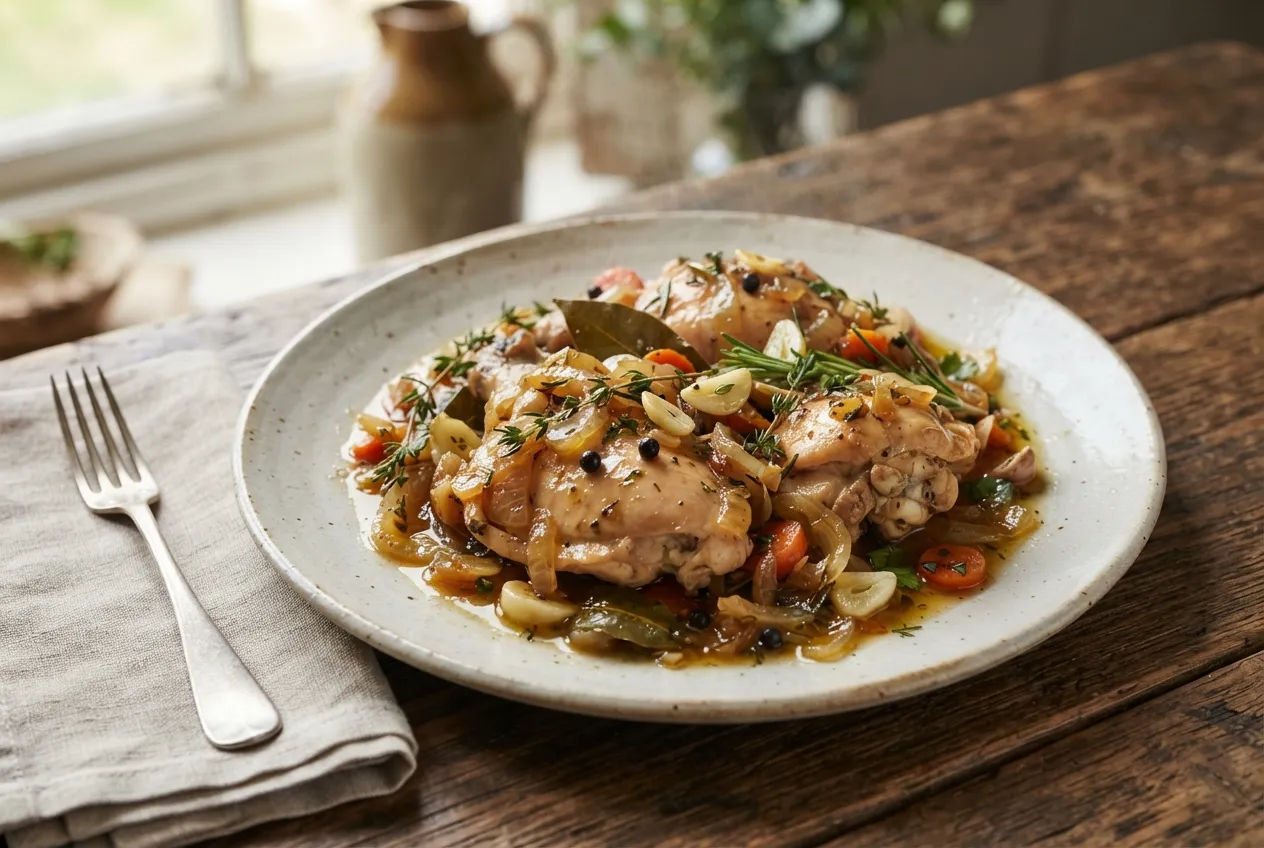 Pollo al escabeche para conservar en frío
