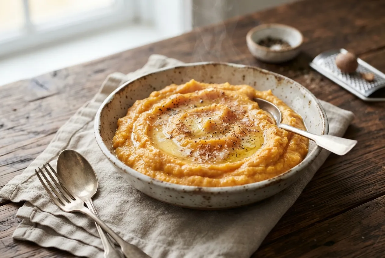 Puré de batata con manteca y nuez moscada
