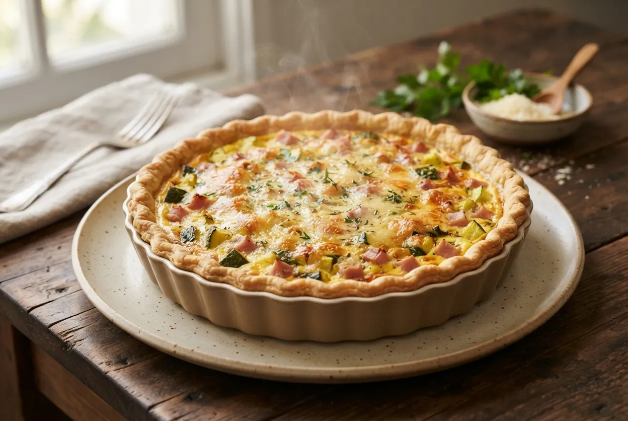 Quiche de zapallitos con queso y jamón cocido