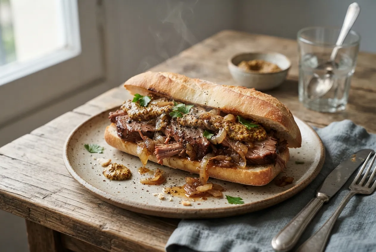 Sándwich de bondiola braseada con mostaza casera