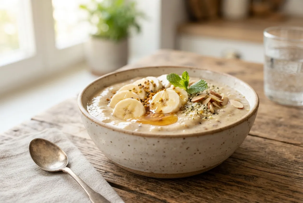 Smoothie energizante de banana, miel y yogur natural