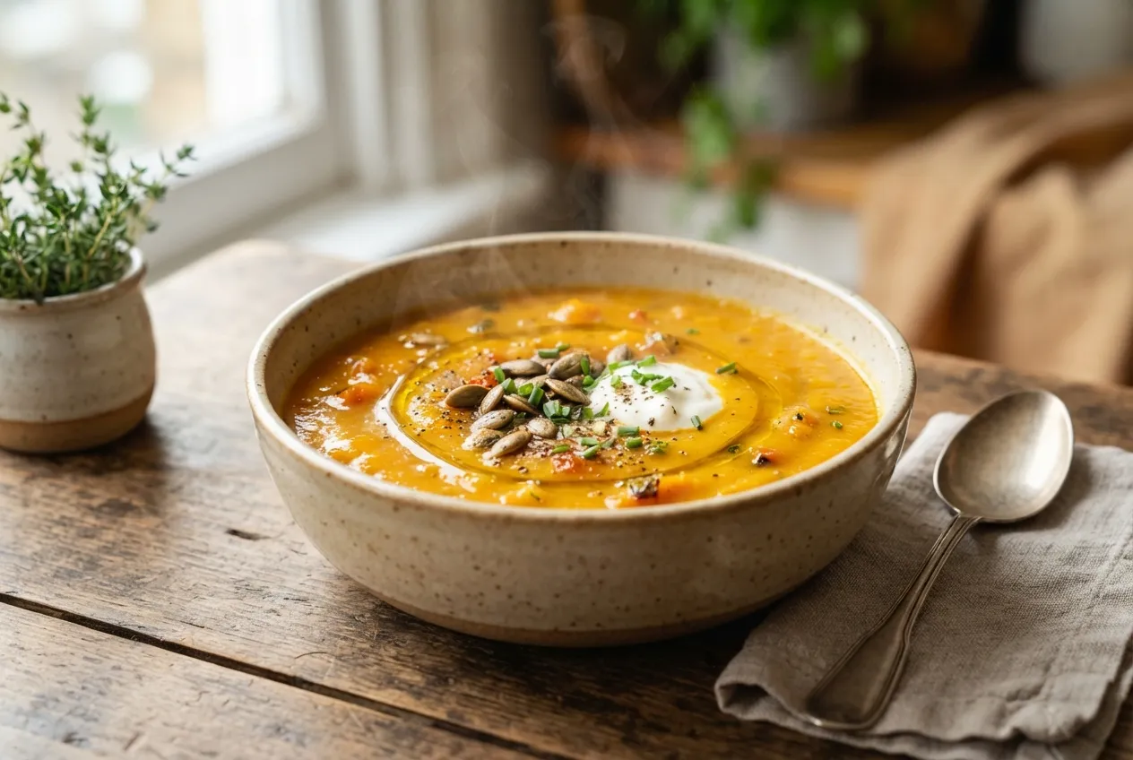 Sopa de calabaza y zanahoria para días fríos