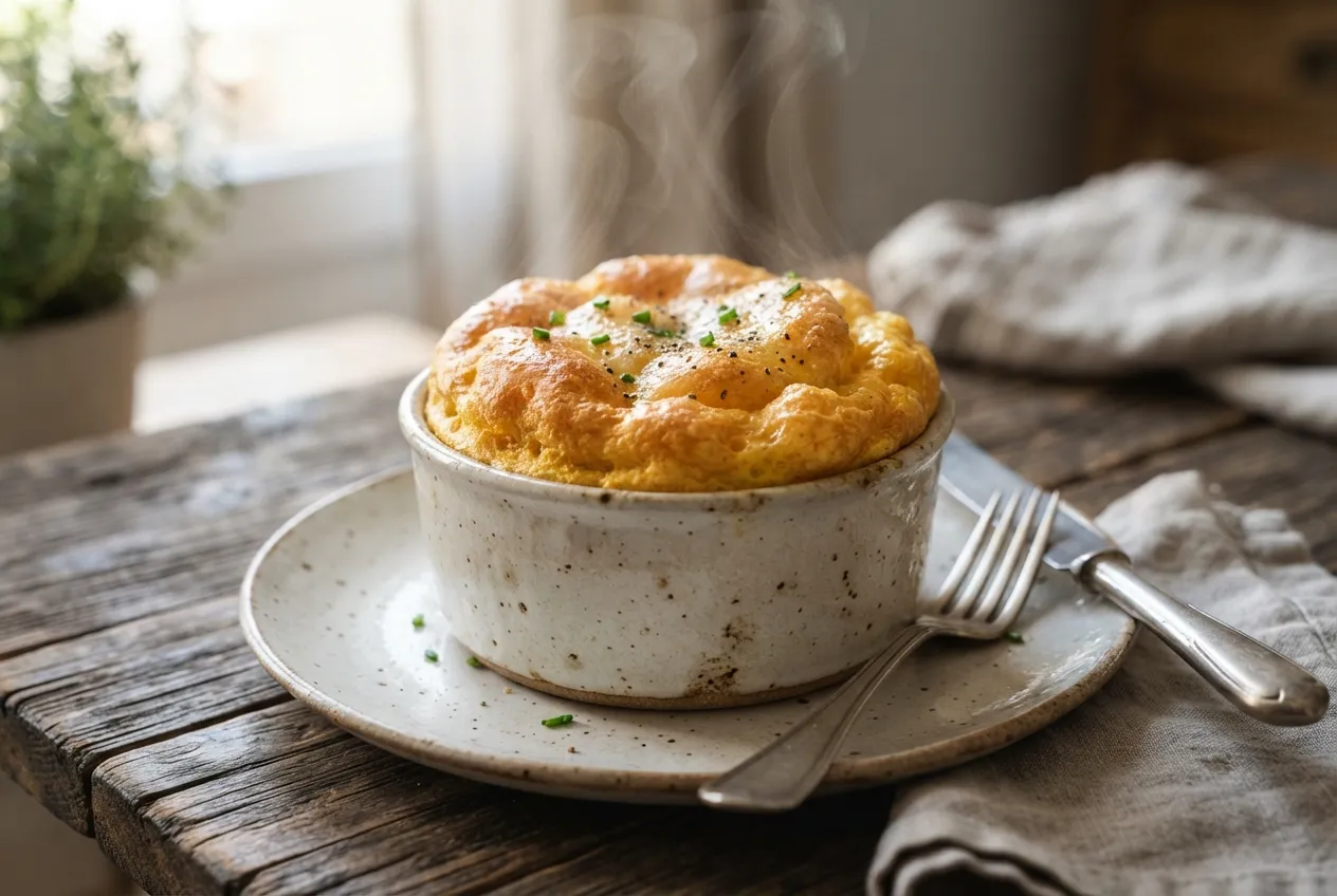 Soufflé de calabaza y queso para preparar en microondas