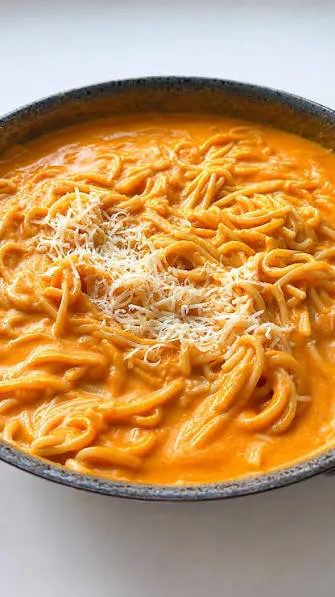 Tallarines con salsa de calabaza y queso cremoso