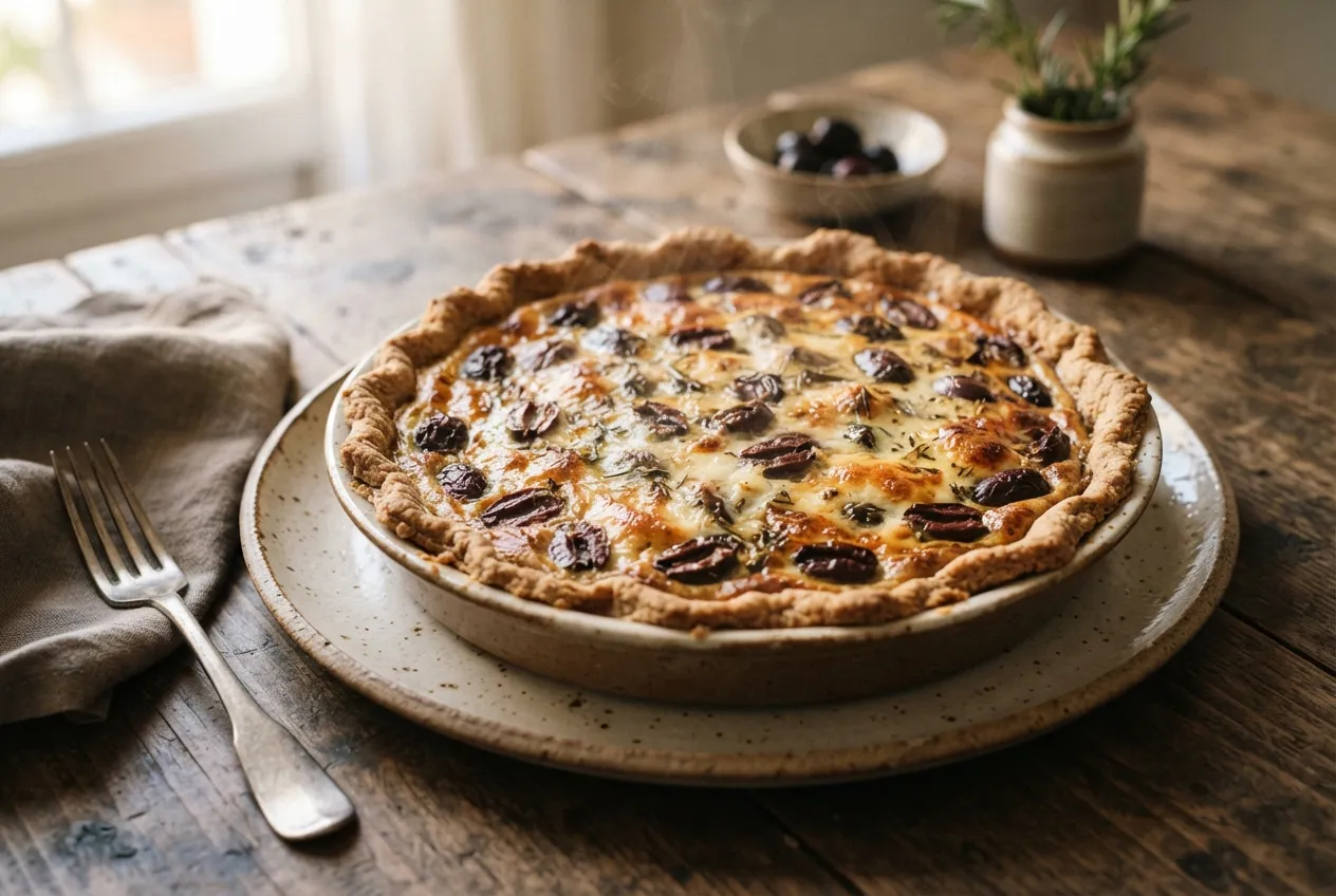 Tarta de aceitunas negras con masa integral