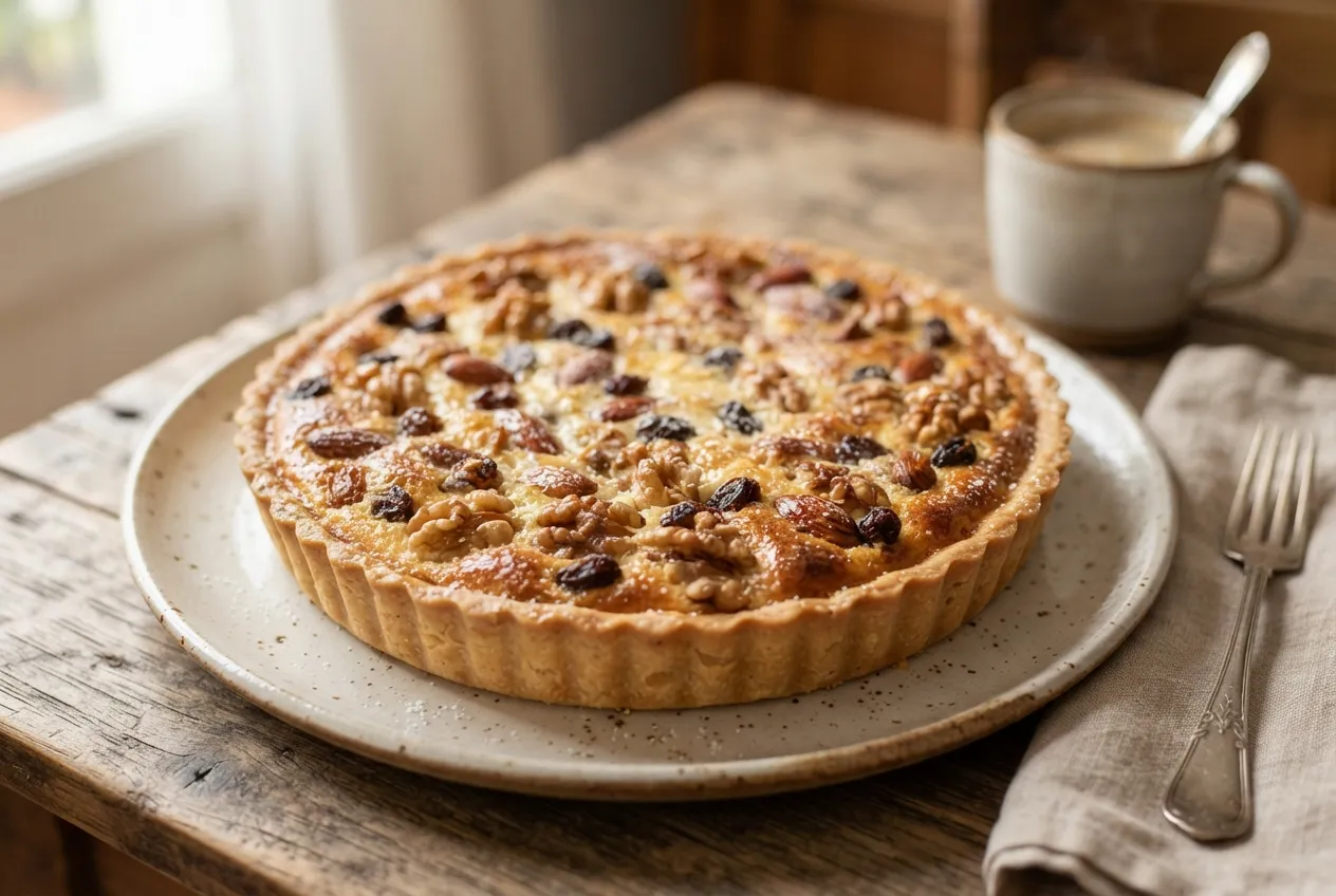 Tarta dulce de ricota y frutas secas para desayunos caseros