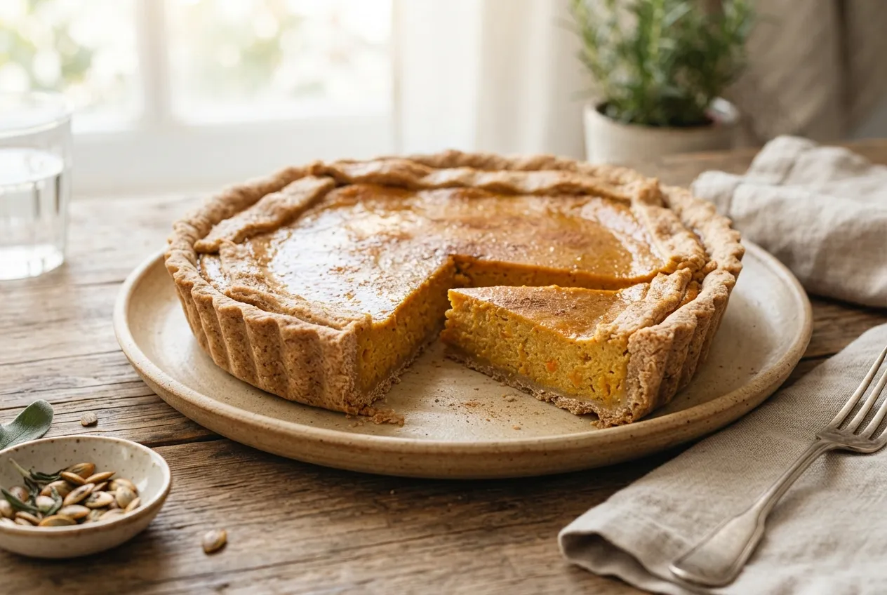 Tarta integral de calabaza y queso crema con masa casera