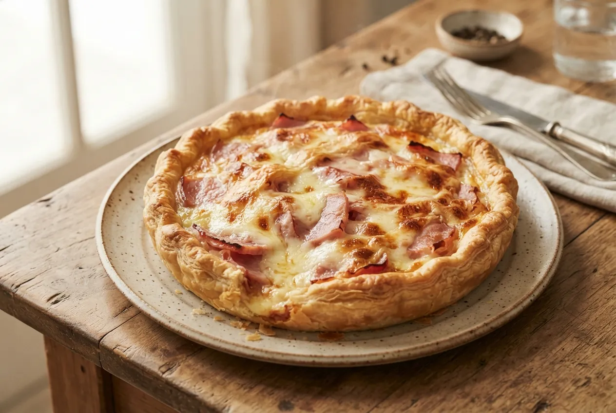 Tarta de jamón y queso para un desayuno salado contundente