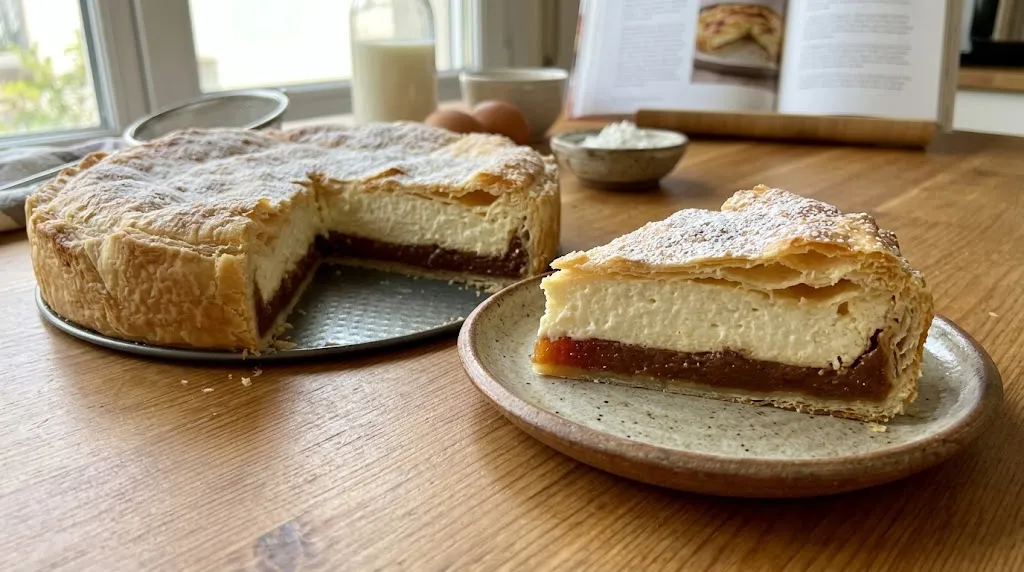 Tarta de ricota y dulce de batata con masa hojaldrada