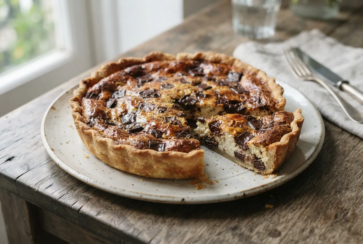 Tarta de ricota al horno con chocotrozos
