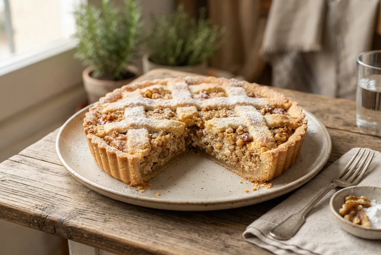 Tarta de ricota y nuez con masa casera simple