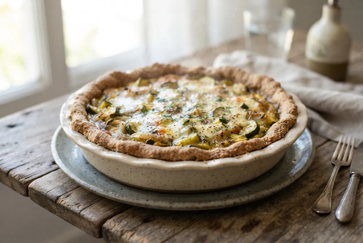 Tarta de zapallitos y queso con masa integral casera