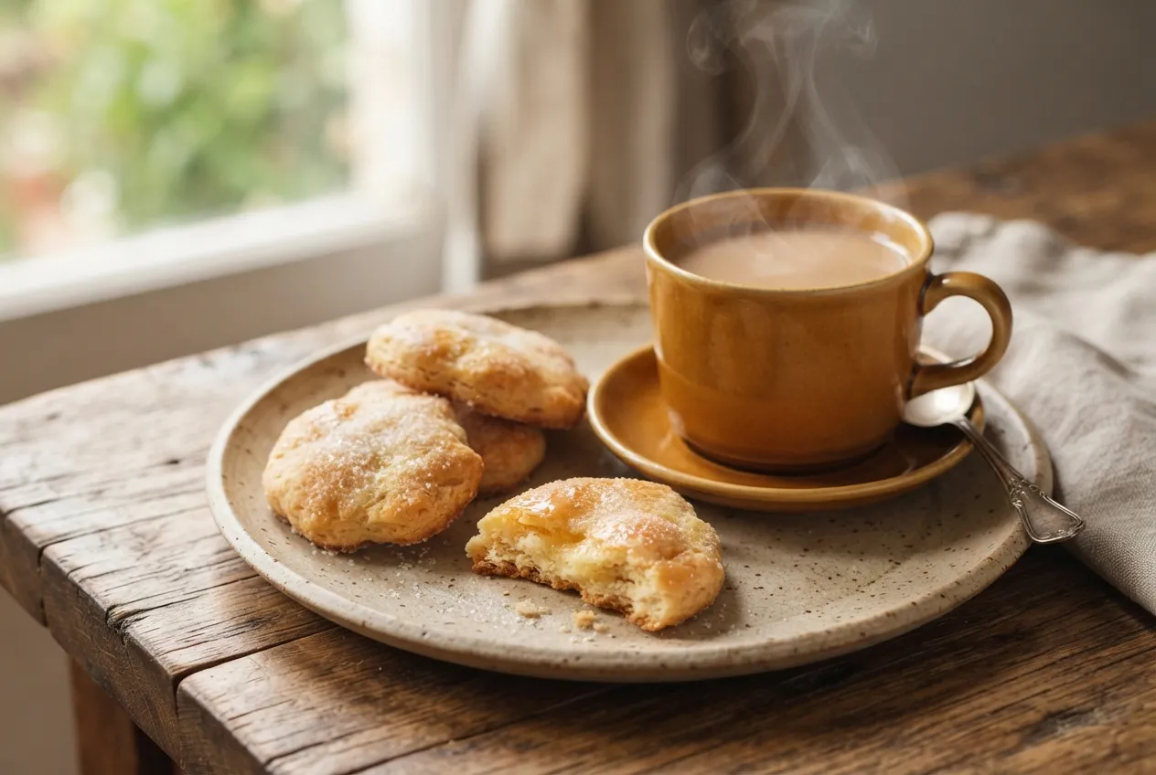 Té con leche y bizcochos caseros para acompañar