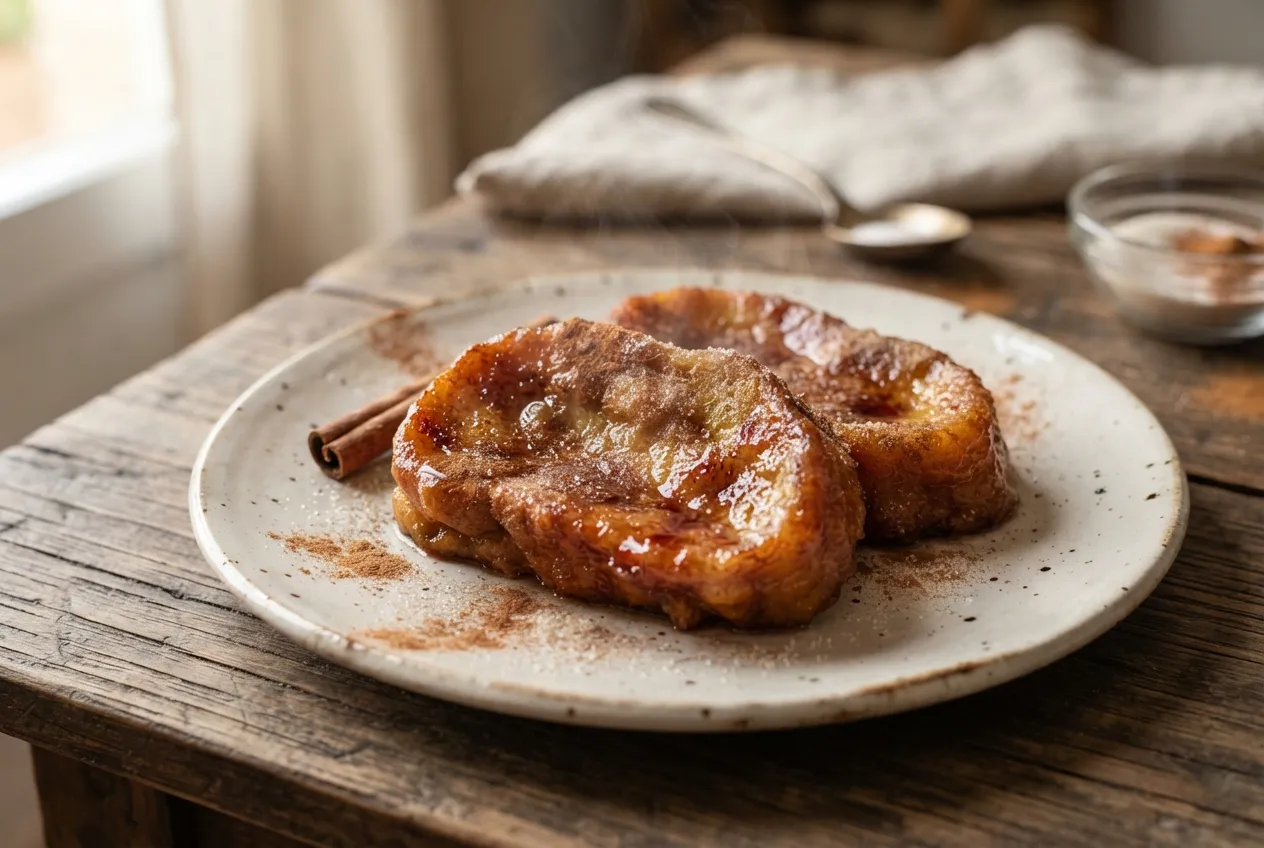 Torrija de vino tinto con canela y azúcar