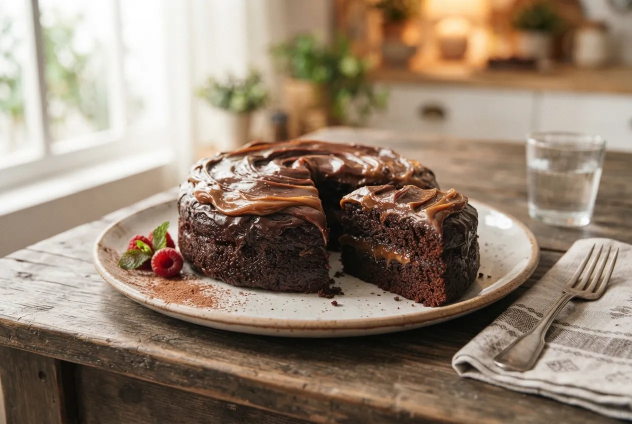 Torta húmeda de chocolate con dulce de leche