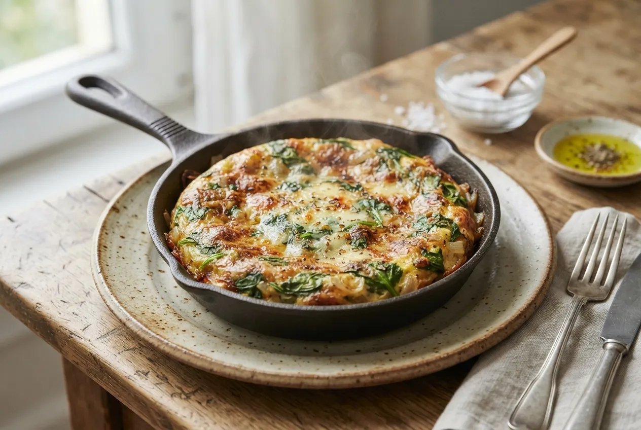 Tortilla de espinaca y queso manchego al horno
