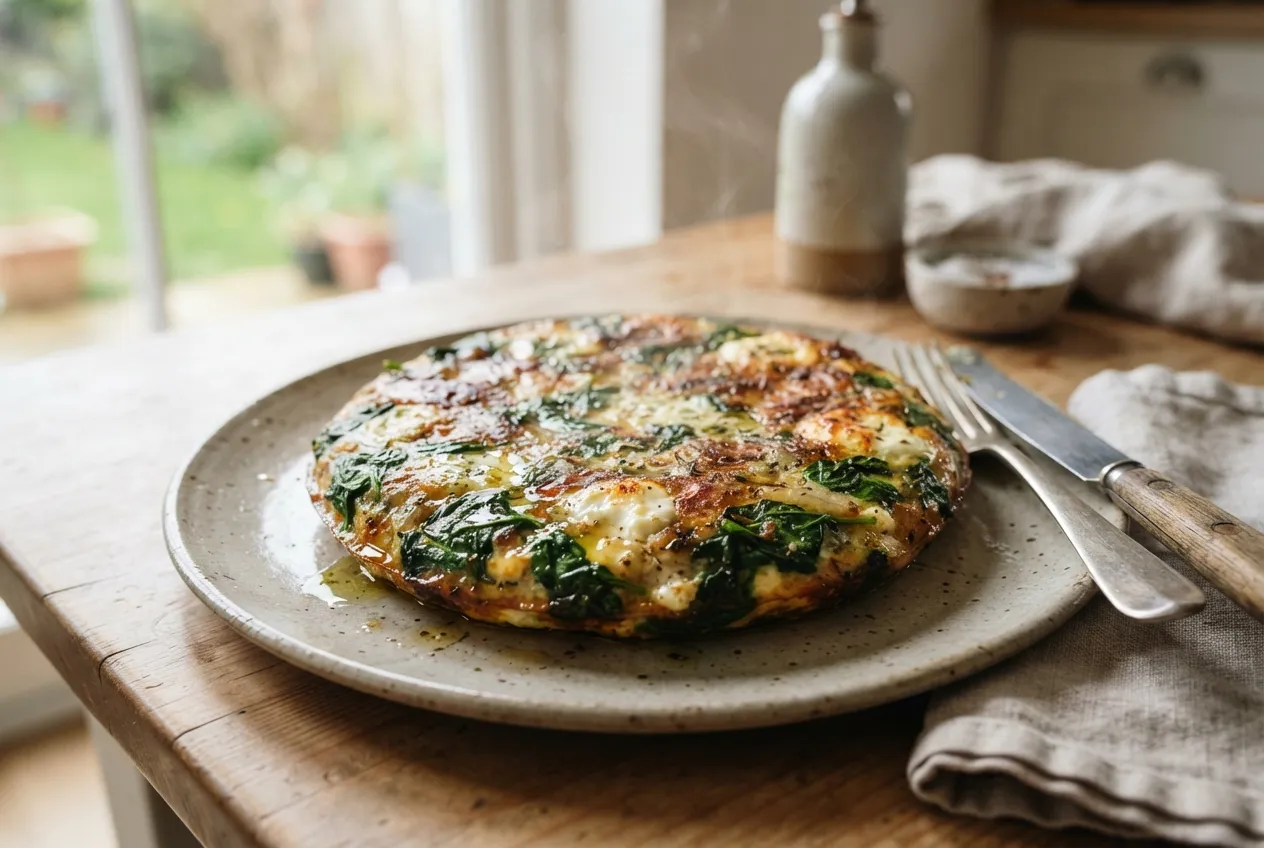 Tortilla de espinaca y queso ricota sin harina