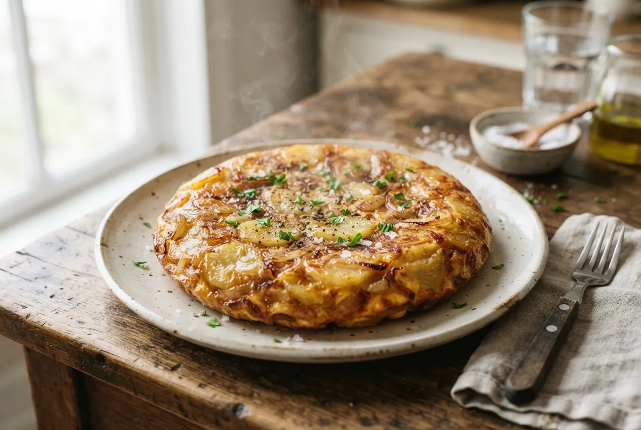 Tortilla de papa y cebolla al horno