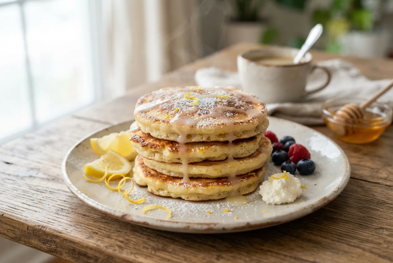 Tortitas de ricota con azúcar y limón para la mañana