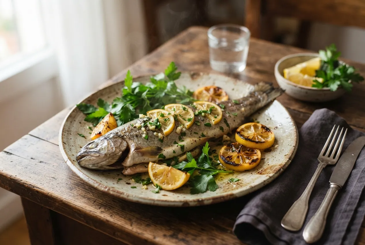 Trucha al horno con limón y perejil para una cena rápida